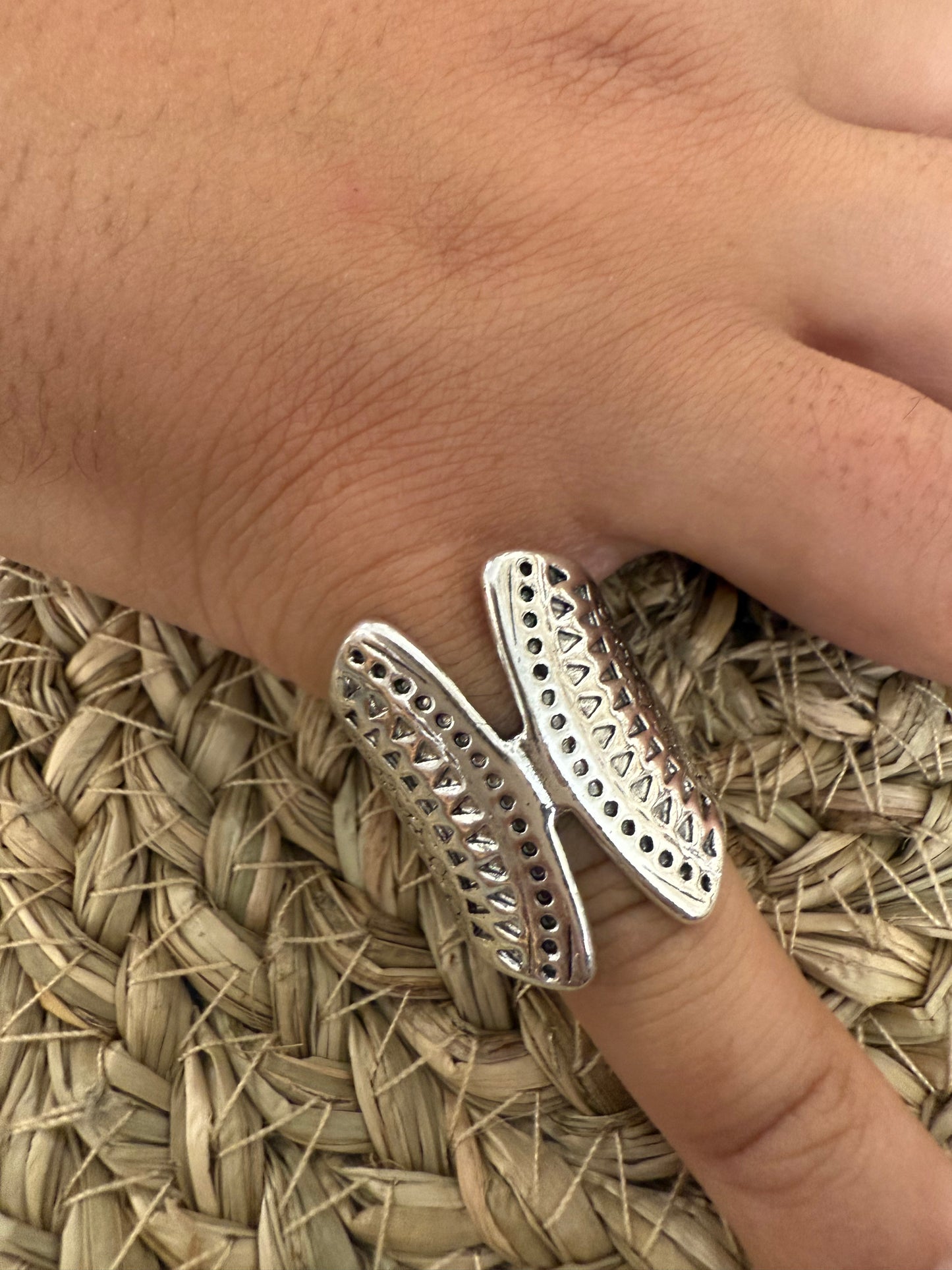 Large Silver Winged Ring