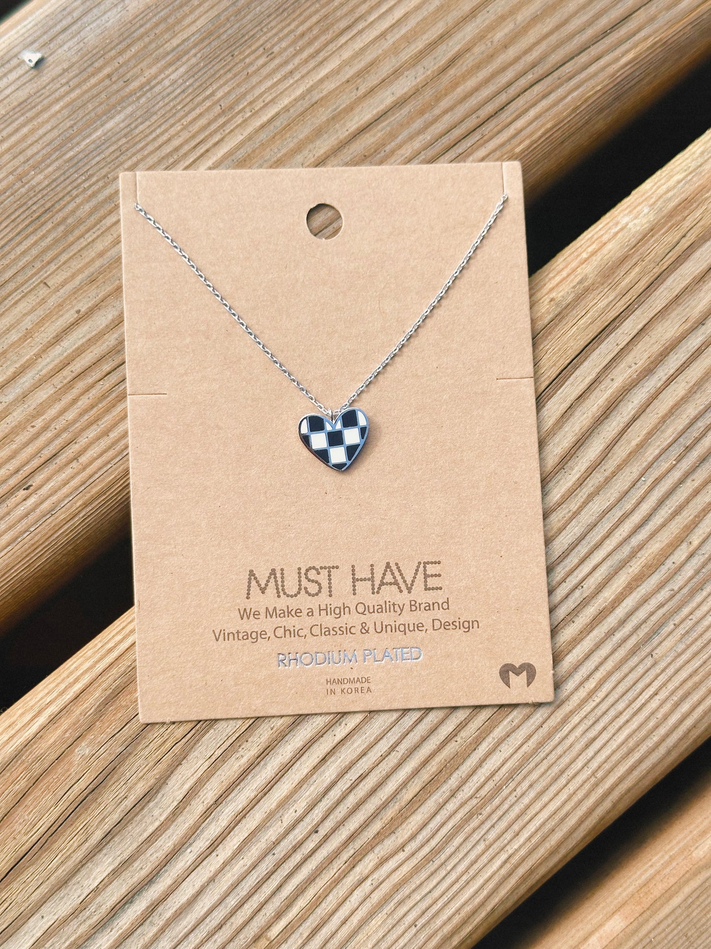 Checkered Heart Necklace