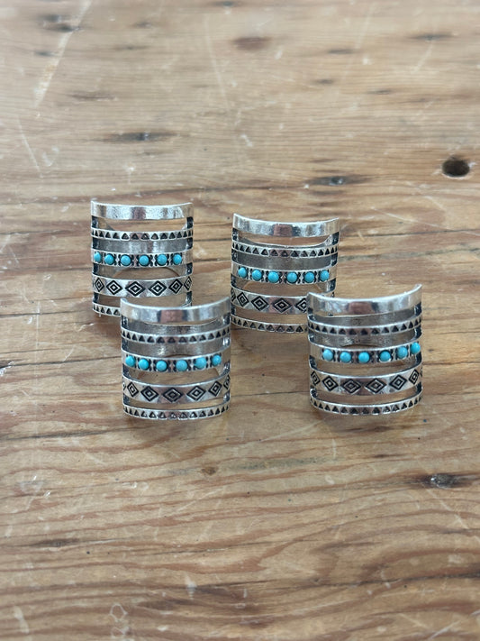 Arizona Weathered Silver Ring with Turquoise