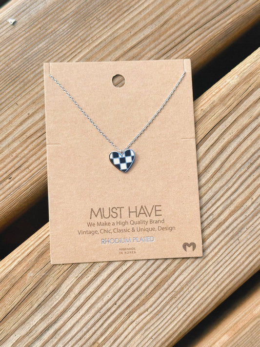 Checkered Heart Necklace